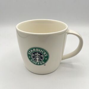 Starbucks 2008 Green Siren Mermaid Logo 12 oz Bone China White Coffee Mug Cup